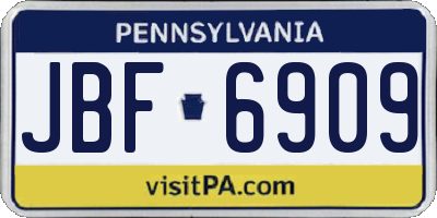 PA license plate JBF6909