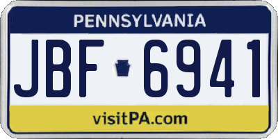 PA license plate JBF6941