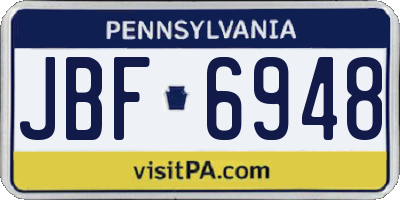 PA license plate JBF6948