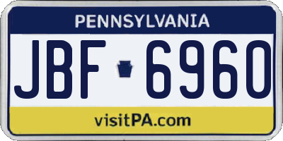 PA license plate JBF6960