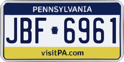 PA license plate JBF6961