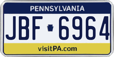 PA license plate JBF6964