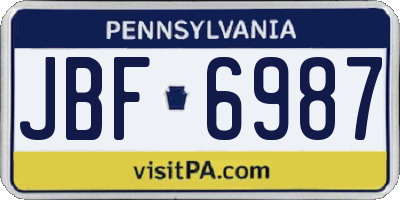 PA license plate JBF6987