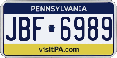 PA license plate JBF6989