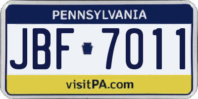 PA license plate JBF7011