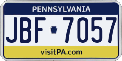 PA license plate JBF7057