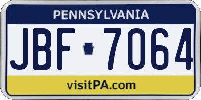 PA license plate JBF7064