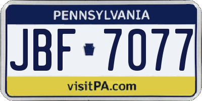 PA license plate JBF7077