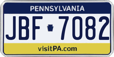 PA license plate JBF7082