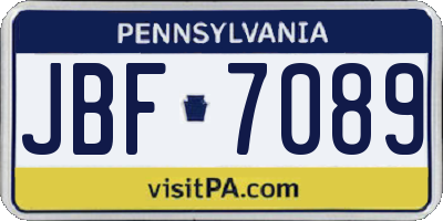 PA license plate JBF7089