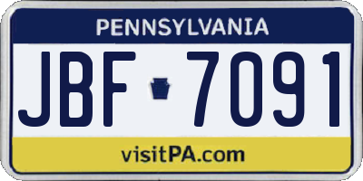 PA license plate JBF7091
