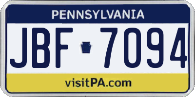 PA license plate JBF7094