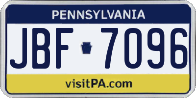 PA license plate JBF7096