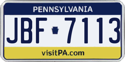PA license plate JBF7113