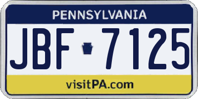 PA license plate JBF7125