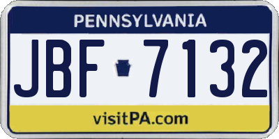 PA license plate JBF7132