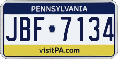PA license plate JBF7134