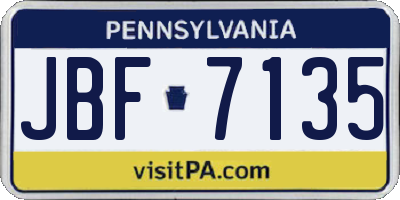PA license plate JBF7135