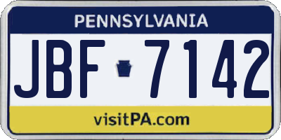 PA license plate JBF7142