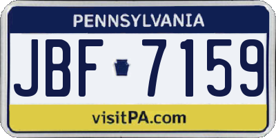 PA license plate JBF7159