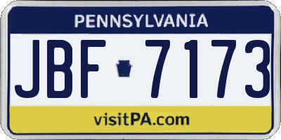PA license plate JBF7173