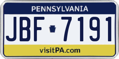 PA license plate JBF7191
