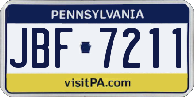 PA license plate JBF7211