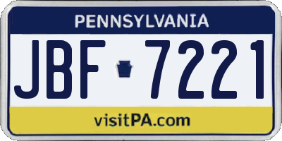 PA license plate JBF7221
