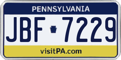 PA license plate JBF7229