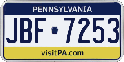 PA license plate JBF7253