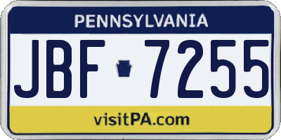 PA license plate JBF7255