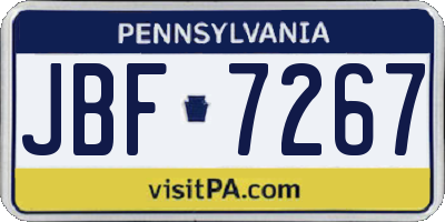 PA license plate JBF7267
