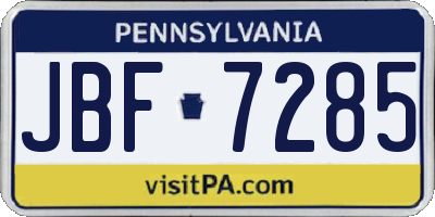 PA license plate JBF7285