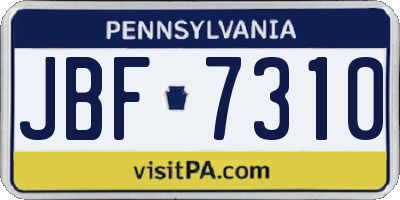 PA license plate JBF7310