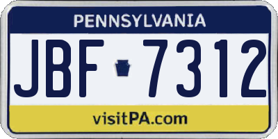 PA license plate JBF7312
