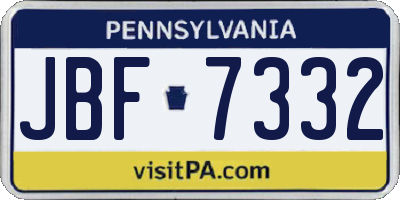 PA license plate JBF7332