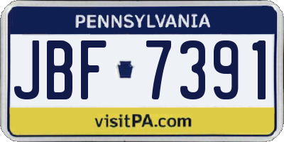 PA license plate JBF7391