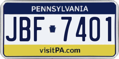 PA license plate JBF7401