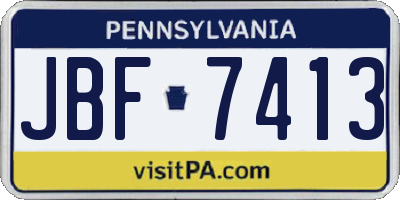 PA license plate JBF7413
