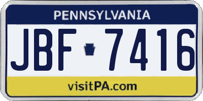 PA license plate JBF7416