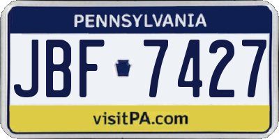PA license plate JBF7427