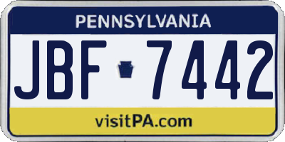 PA license plate JBF7442