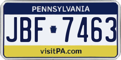 PA license plate JBF7463