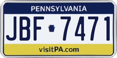 PA license plate JBF7471