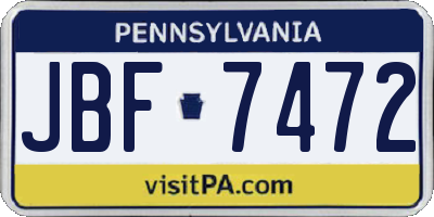 PA license plate JBF7472