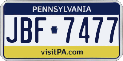 PA license plate JBF7477