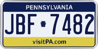 PA license plate JBF7482