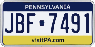 PA license plate JBF7491