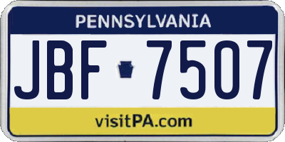 PA license plate JBF7507