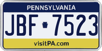 PA license plate JBF7523